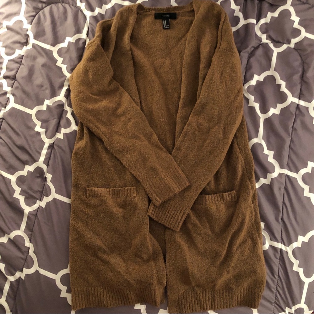 camel/brown cardigan